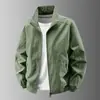 Chaqueta Sencilla de Color Sólido con Cuello Alto para Hombre, Moderna, Duradera, Holgada, Tallas Grandes, Abrigo Casual para Exteriores, Primavera y Otoño para Hombre, Venta al por Mayor