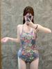 Traje de baño de una pieza nuevo para la primavera de 2025 Femenino Chica Atrevida Estampado de Mariposa Pequeño Fresco Conservador Traje de baño para aguas termales Mujer