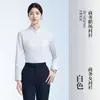 Camisa de trabalho branca de manga curta estilo chinês 2026, gola alta, estilo nacional, fibra de bambu stretch, camisa formal profissional sem rugas para mulheres