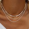 Gargantilla Transfronteriza Hueso de Serpiente Collar Corto Estilo Minimalista Cadena de Clavícula Multicapa Cadena de Hoja Fabricante Colgante Geométrico