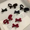 Pinza para el pelo con lazo de perlas flocado, pinza lateral dulce, pinza de pico de pato pequeña para Instagram, accesorios para el pelo de Año Nuevo, alta gama