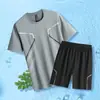 Traje Deportivo para Hombre Camiseta de Manga Corta de Secado Rápido para Correr Uniforme de Baloncesto Ropa de Fitness Ligera Pantalones Cortos de Seda de Hielo Verano