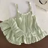 Pijama com Bojo para Mulheres, Novo Estilo de Verão com Shorts de Alça, Algodão Colorido Catiônico Estilo Fino, Conjunto Doce para Casa de Menina
