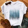 MUJERES Amazon Ropa geométrica de árbol y agua para MUJERES europeas y americanas Harajuku camiseta de manga corta para MUJERES camiseta de manga corta holgada para chica popular MUJER