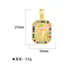 Colar de cartão de tarot quadrado transfronteiriço com pingentes de tartaruga marinha com gota de óleo, cabeça de carneiro, cabeça de touro, acessórios DIY, banhado a ouro real 18K
