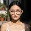 Espejo plano de montura grande con luz anti-azul, montura dentada transfronteriza, espejo óptico, celebridad de internet, sesión de fotos callejeras, personalidad, montura de gafas de moda para mujer