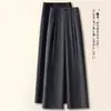 Pantalones casuales de cintura alta otoño más terciopelo engrosado pantalones de pierna ancha para mujer buena caída sueltos de pierna recta hasta el suelo color liso versátil