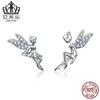 Pendientes de Elfo Originales Evelor de Plata de Ley s925 con Resorte Incrustado Flor de Zirconio Electrochapado Pendientes de Elfo Lindos Pendientes