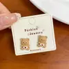 Conjunto de Brincos Donuts de Pão de Caramelo com Gotejamento de Óleo para Mulheres, Apresentando um Design com Elementos de Gato de Desenho Animado, Brincos Únicos e Fofos