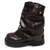 Botines retro de tobillo apilado para mujer, nuevo estilo otoño e invierno 2026, versátiles botines estilo Martin marrones de tacón grueso estilo británico que aumentan la altura