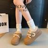 Mocasines de Suela Gruesa para Mujer, Nuevo Estilo Otoño e Invierno 2025, Estilo Británico, Zapatos Pequeños de Cuero Forrados de Felpa, Botas de Nieve, a Prueba de Frío
