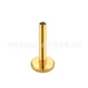 Liga de Titânio F136 Banhada a Ouro 18K Haste Básica com Rosca Interna Fundo Plano Base Preta Piercing para Lábio Stud de Orelha Stud de Osso Joia