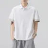 Roupas Masculinas Fengshe / Verão 2026 Nova Camisa Polo Masculina Gola Padre Manga Curta Fina Tendência Marca Camisa Polo de Cinco Mangas
