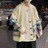 Suéter Americano Outono e Inverno 2025 Masculino Retrô Ins Moda de Rua Marca Estilo Japonês Casual Suéter Cardigan Jaqueta de Alta Qualidade