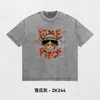 Camiseta Informal Holgada de Manga Corta con Estampado de Dibujos Animados y Anime, Algodón Lavado Transpirable Delgado de Verano, Transfronteriza, 230g