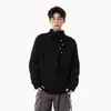 Tejido de punto con diseño de botones y cuello medio alto para hombre y mujer, Suéter casual de nicho de marca moderna Cleanfit para primavera, otoño e invierno