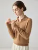 Nueva colección de otoño 100% cachemira pura suéter de cachemira suave para mujer, corte holgado, hombros caídos, cuello en V, jersey casual simple