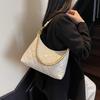 Bolso Cruzado Simple Acolchado Estilo Tweed para Mujer 2025 Otoño Nuevo Moda de Nicho Bolso de Hombro con Cadena para el Brazo