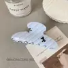 Pinza para el cabello de estilo coreano con rayas azules y lazo, de leche fresca, Pinza de tiburón de tamaño mediano de alta gama nicho, Modelo nuevo para mujer