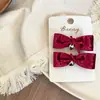 Clip para el Cabello, Goma para el Cabello, Pasador, Diadema de Terciopelo Rojo de Invierno de Gama Alta con Lazo de Pompón para Niños