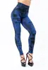 Leggings Jeans Falsos Sem Costura Estilo Europeu e Americano para Mulheres, Calças de Yoga Jacquard de Cintura Alta Nove Pontos para Mulheres