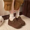 Zapatos Birkenstock de Suela Gruesa para Aumentar la Altura para Mujer 2026 Invierno Nueva Llegada Mocasines sin Cordones con Forro de Piel Sintética Cálida Zapatos de Algodón