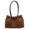 Bolso de Hombro Retro de Lunares para Mujer 2026 Nuevo Simple para Viajes Diarios Gran Capacidad Moda Versátil Bolso Tote con Lazo