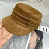 Gorra de equitación plisada retro de gamuza estilo coreano para mujer, gorra de béisbol versátil casual de otoño, gorra de vendedor de periódicos elegante