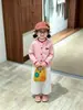Conjunto de Suéter Otoñal Estilo Universitario para Niñas: Elegante Cárdigan de Punto Bordado con Perrito y Pantalones Versátiles de Pierna Ancha para Bebés