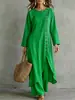 Conjunto de dos piezas de otoño para mujer, top casual largo asimétrico de un solo botón y pantalones, transfronterizo europeo y americano Amazon