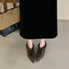 Zapatos de Tacón de Plataforma Mary Jane Punta Cuadrada para Mujer 2026 Otoño/Invierno Nuevo Estilo Zapatos de Algodón con Felpa