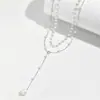 Joyería Transfronteriza Europea y Americana, Elegante Collar Largo con Borla de Pedrería en Forma de Y, Cadena Elegante Apilada para Clavícula de Mujer