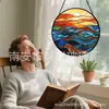 Pendente de Vidro Colorido Pôr do Sol Montanhoso Ornamento de Vidro para Pendurar em Casa Decoração de Janela Catcher de Sol para Jardim