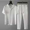 Traje Informal Transfronterizo Nuevo Verano Delgado de Alta Gama Moda Deportiva Manga Corta Pantalón Largo Moderno Lujo Ligero Conjunto de Dos Piezas