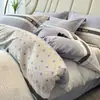 Ropa de cama de algodón cepillado grueso de cuatro piezas, edredón nórdico de algodón puro, sábana, juego de invierno de tres piezas