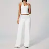Amazon Novo Conjunto Fitness de Peça Falsa Dupla Wide Leg Quadrado Costas Bonitas Moda Casual Cintura Dobrável Conjunto de Yoga