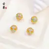 Contas Redondas Vazadas de Esmalte Cloisonné da Sorte, Tendência Nacional Contas Espaçadoras Azuis Queimadas para DIY com Contas, Materiais para Joias Artesanais de Pulseira