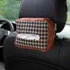 Caja de Pañuelos para Coche con Patrón de Espiga Y Caja de Pañuelos Colgante para Asiento de Coche de Cuero Tejido Caja de Pañuelos Multifuncional para Coche