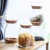 Tarro de vidrio para té, creativo, cuadrado, sellado, con tapa de madera, pequeño, para guardar aperitivos, té perfumado, frutos secos, resistente a la humedad.
