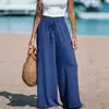 2026 Comércio Exterior Transfronteiriço Mais Vendido Calça Wide Leg Feminina Moda Amazon Estilo Casual Confortável Cor Sólida Calça Longa para Mulheres