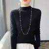 Suéter Cruzado para Mujer 2026, Nuevo Jersey de Punto Base de Manga Larga Otoño/Invierno con Cuello Semi Alto, Ajustado Estilo Coreano