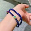 Pulseira Multi-Círculos Design Retro de Alto Padrão Lápis Lazúli Natural