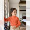 [En stock, suéter para niñas 2025, nueva ropa para niños, suéter con orejas de madera para niños, versátil, informal, de manga larga para bebés]