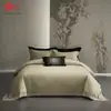 Xiangling Premium Alta Precisão Luxo Jacquard Vazado Algodão Tencel Linho Conjunto de Cama de Quatro Peças