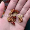 Areia de Cristal de Alto Teor Acessórios de Cinábrio DIY, Cabaça de Cinábrio Banhada a Ouro, Pixiu, Joias com Pingente de Lótus, Pedras Soltas para Venda por Atacado