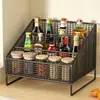 Estante de almacenamiento multifuncional para cocina, estante para botellas de aceite, sal, salsa y vinagre, caja de almacenamiento multicapa, organizador de especias para encimera