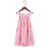 Novo Pijama de Verão Infantil de Comércio Exterior 2026 Algodão Seda Doce Desenho Animado Estampa Completa Vestido de Alcinha para Meninas Macio e Respirável
