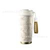 Taza de Café Termo de Titanio Puro, Taza Portátil de Doble Bebida de Aspecto Elegante con Cuerda, Vaso Termo para Agua de Titanio Completo con Pajita para Montar en el Coche, Personalizado