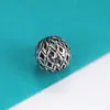 Accesorios de bola de plata de ley S925, cuentas huecas brillantes retro con cuentas, material DIY hecho a mano, joyería de plata al por mayor