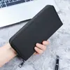 Nueva cartera larga con cremallera para hombre, cartera de lona de gran capacidad para negocios con múltiples tarjetas